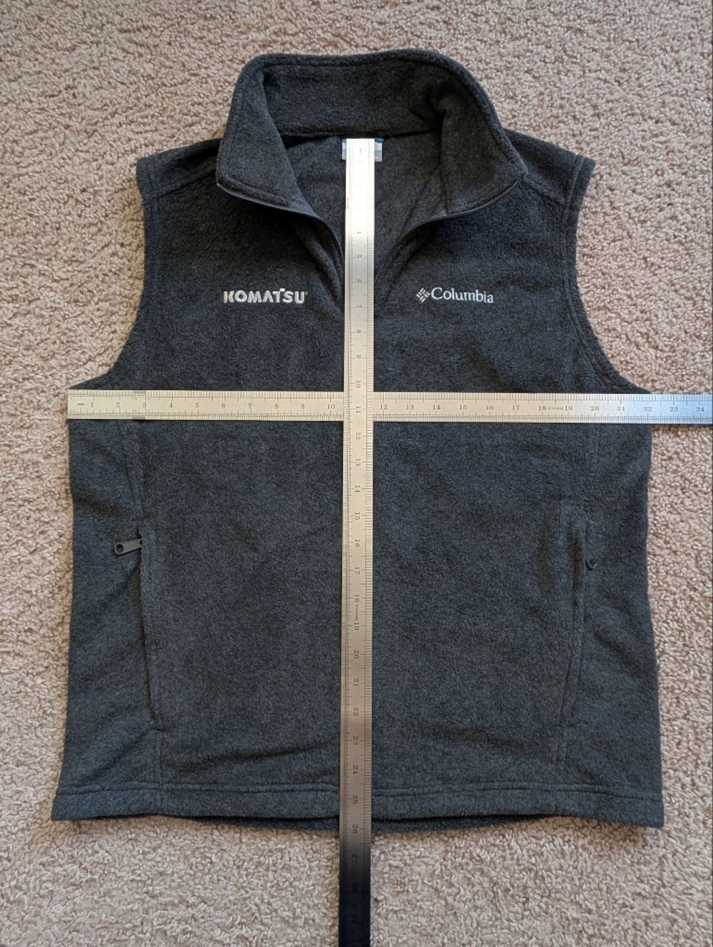 Columbia Mens Dark Gray Fleece Steens Mountain Zip Up Vest Size Medium - Picture 9 of 9